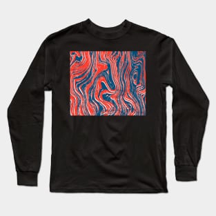 Marbled Red, White, and Blue Long Sleeve T-Shirt